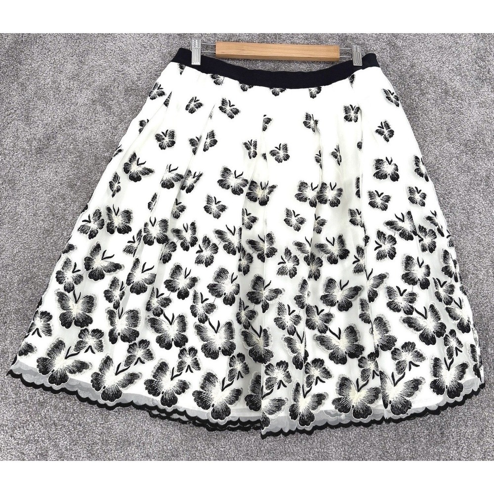 Embroidered Butterfly Organza Skirt RSVP by Talbots White/Black‎ Size 16 p Fairy
